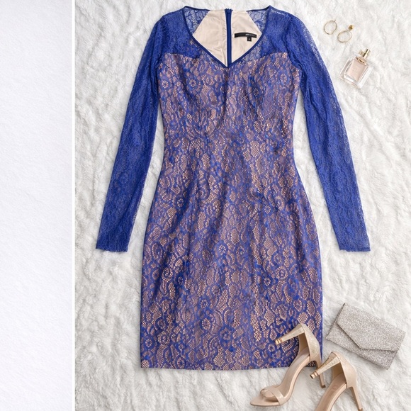 JAYGODFREY Dresses & Skirts - JAYGODFREY Size 4 Blue Lace  Sheath Dress Delicate Lace city Wedding Party Club